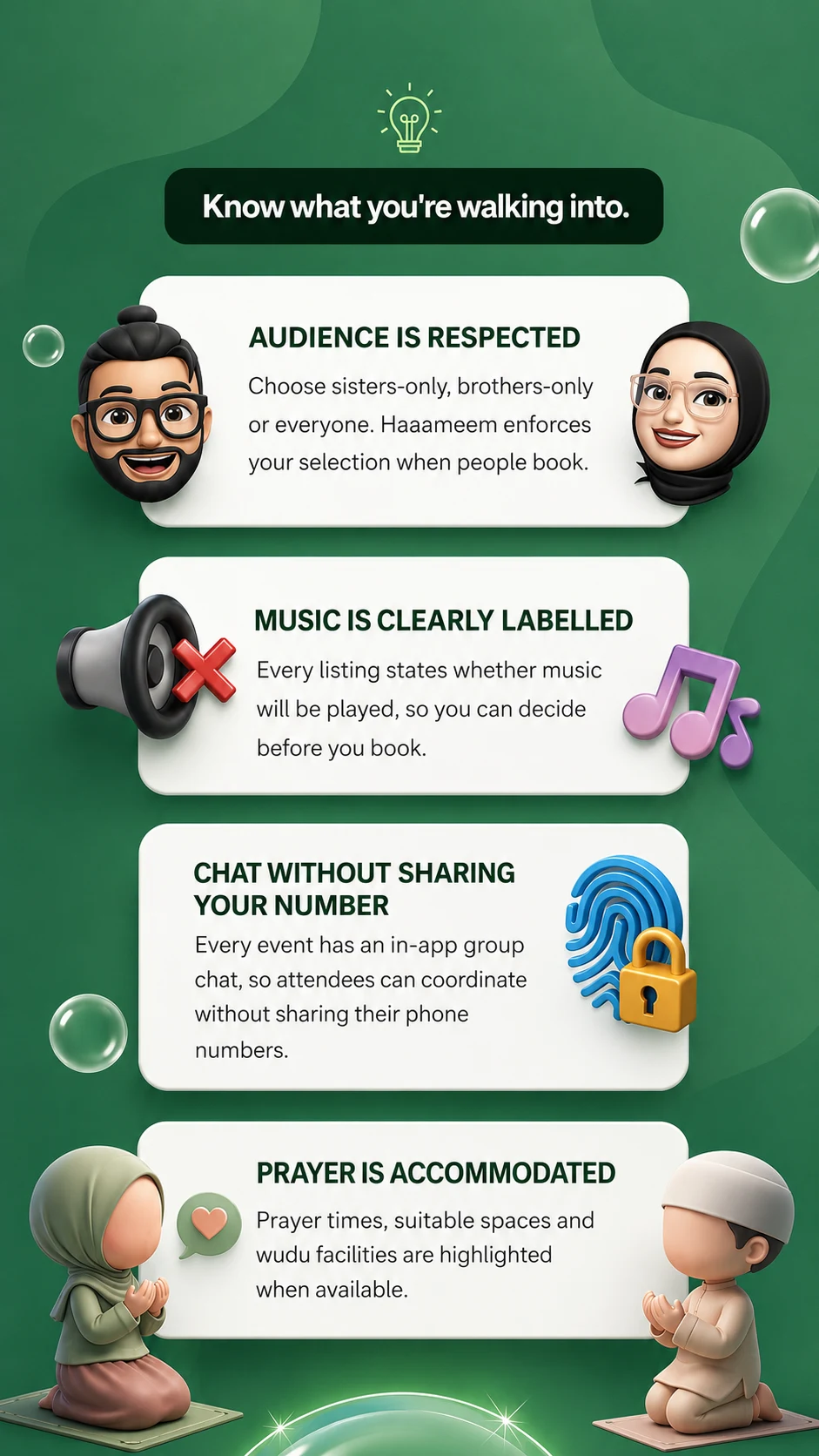 Illustration of event details to check before booking